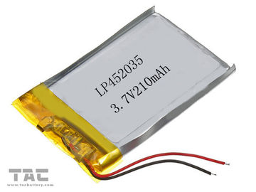 3.7 Volt 210 MAH Li Ion Polymer Battery , Gsp452035 Li - Polymer Battery Pack