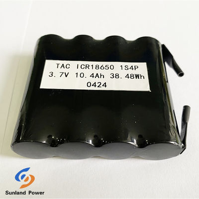 Accumulator 18650 1S4P 3.7V 10.4Ah Lithium Ion Battery For Fire Panel With Nickel Tab