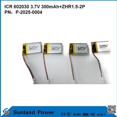 602030 3.7V 300mAh+ZHR1.5-2P Battery From Ultra-thin Design Flexible Compatibility For Various Small Smart Devices Bluetooth Earphones Wearable Devices And Portable Medical Equipment
