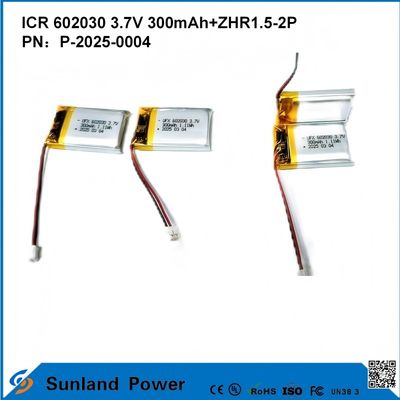 602030 3.7V 300mAh+ZHR1.5-2P Battery From Ultra-thin Design Flexible Compatibility For Various Small Smart Devices Bluetooth Earphones Wearable Devices And Portable Medical Equipment