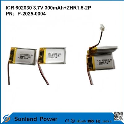 602030 3.7V 300mAh+ZHR1.5-2P Battery From Ultra-thin Design Flexible Compatibility For Various Small Smart Devices Bluetooth Earphones Wearable Devices And Portable Medical Equipment