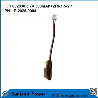 602030 3.7V 300mAh+ZHR1.5-2P Battery From Ultra-thin Design Flexible Compatibility For Various Small Smart Devices Bluetooth Earphones Wearable Devices And Portable Medical Equipment