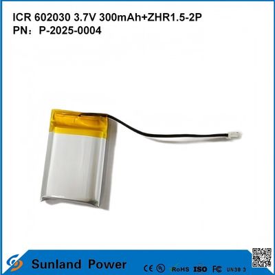 602030 3.7V 300mAh+ZHR1.5-2P Battery From Ultra-thin Design Flexible Compatibility For Various Small Smart Devices Bluetooth Earphones Wearable Devices And Portable Medical Equipment