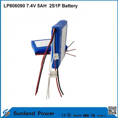 7.4V 5AH LP806090 2S1P Polymer Lithium Ion Batteries With I2C Function With Fuel Gauge