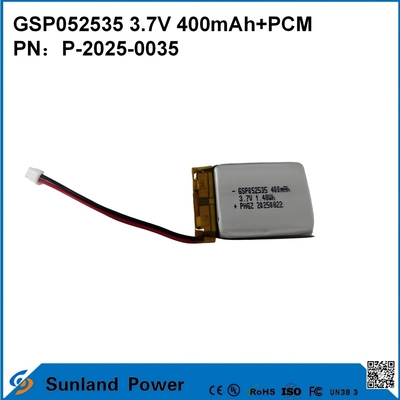 GSP052535 3.7V 400mAh+PCM Battery Used In Compact Two-Way Radios, Voice Recorders, Mini GPS Trackers, Smart Styluses, And Similar Devices