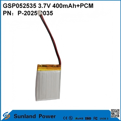 GSP052535 3.7V 400mAh+PCM Battery Used In Compact Two-Way Radios, Voice Recorders, Mini GPS Trackers, Smart Styluses, And Similar Devices