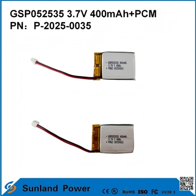 GSP052535 3.7V 400mAh+PCM Battery Used In Compact Two-Way Radios, Voice Recorders, Mini GPS Trackers, Smart Styluses, And Similar Devices