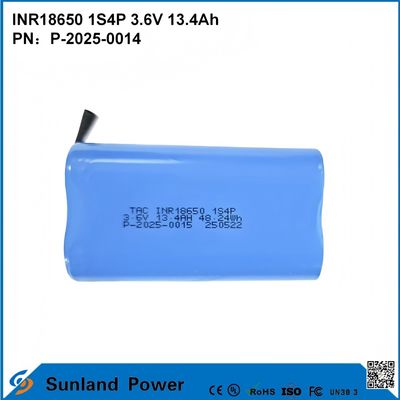 THE 18650-1S4P 3.6V 13.4AH PACK BATTERY SUPPLIED AS A GRATED OVER-CHARGE OVER-DISCHARGE OVER-CURRENT AND SHORT-CIRCUIT PROTECTION RATED FOR ABOUT 5 A CONTINUOUS DISCHARGE.