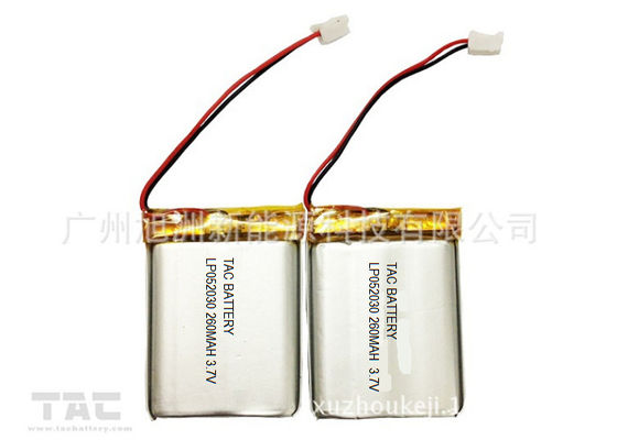 High Capacity LP052030 3.7V 260mAh Polymer Lithium Ion Batteries for Communicator