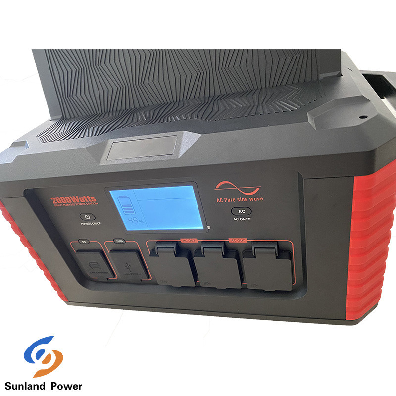 Solar Panel Portable Energy Storage System Outdoor Power Station 2000Wh With Inverter