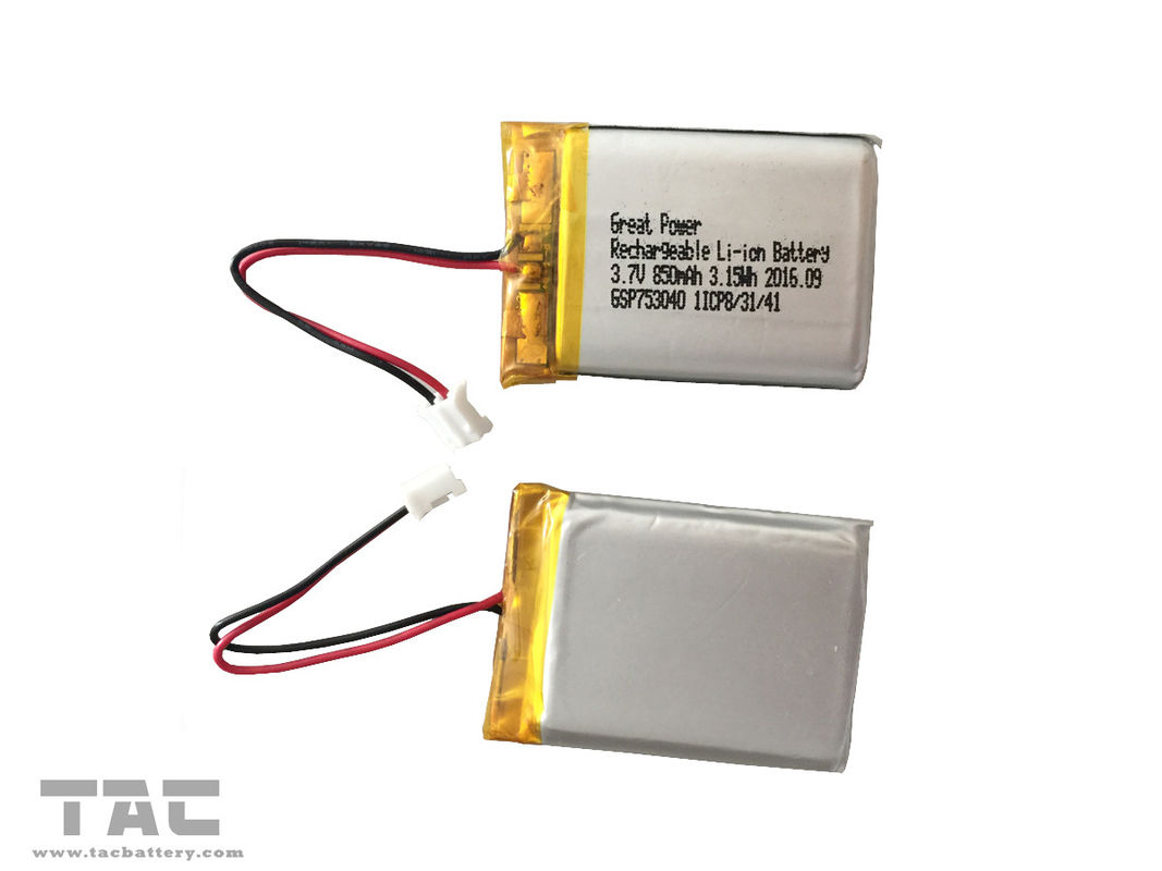 BIS 3.7V Li Polymer Battery GSP753040 Lithium Battery 850mAH For Vehicle Mounted Safety System