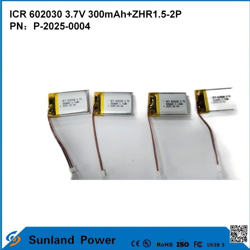 602030 3.7V 300mAh+ZHR1.5-2P Battery From Ultra-thin Design Flexible Compatibility For Various Small Smart Devices Bluetooth Earphones Wearable Devices And Portable Medical Equipment