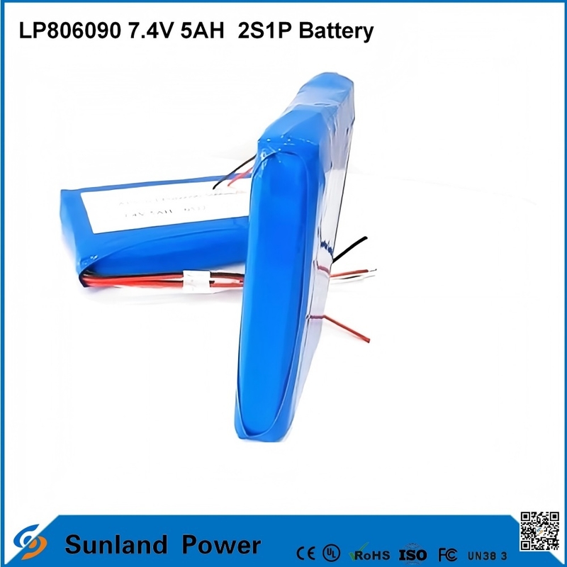 7.4V 5AH LP806090 2S1P Polymer Lithium Ion Batteries With I2C Function With Fuel Gauge