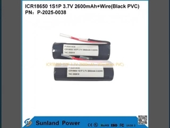ICR18650 1S1P 3.7V 2600mAh+Wire(Black PVC)