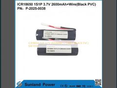 ICR18650 1S1P 3.7V 2600MAH + CABLE (BLACK PVC) BATTERY